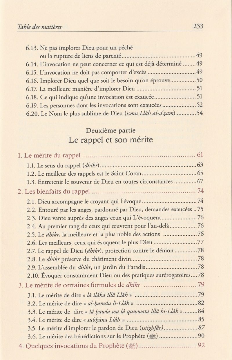Rappels et Invocations selon le Coran et la Sunna 2 - senlibrairie