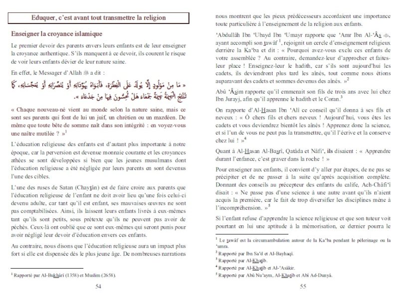 Leducation des enfants en islam a la lumiere du Coran et de la Sunna 4 - senlibrairie