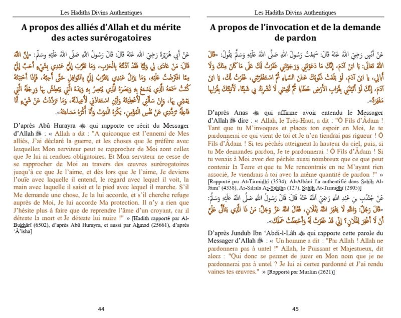Les Hadiths Divins Qudusi Authentiques Bilingue francais arabe 6 - senlibrairie