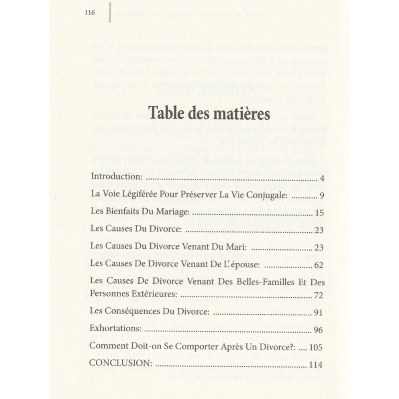 Le divorce Sommaire - senlibrairie